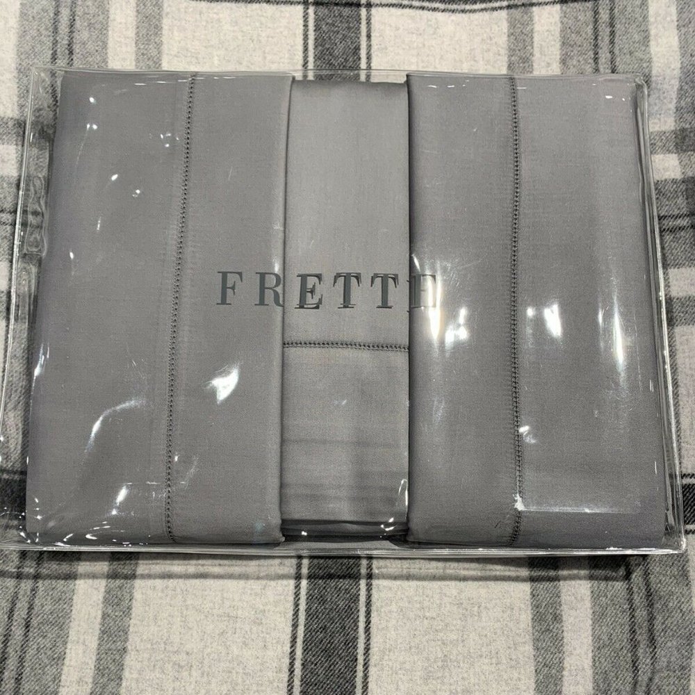 FRETTE MONZA KING 4 PIECE SHEET SET SATEEN STEEL